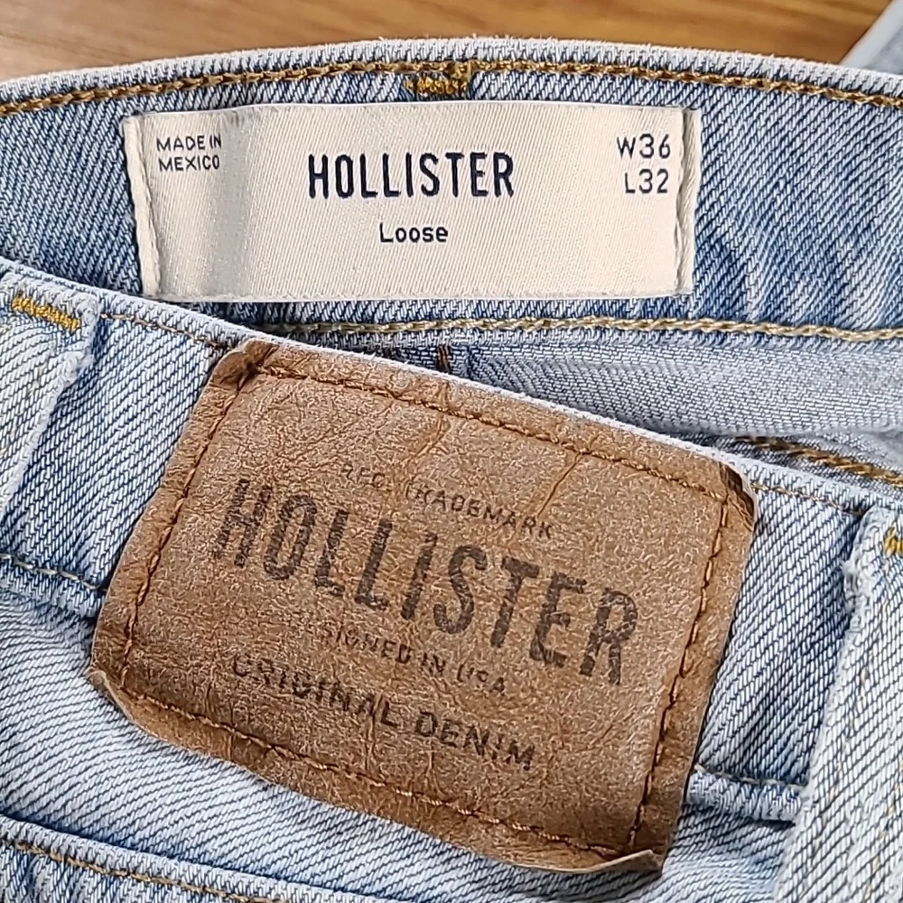 HOLLISTER VINTAGE LOOSE 36x29 PRE-OWNED MENS MECHANIC STAIN STRIGHT DENIM JEANS